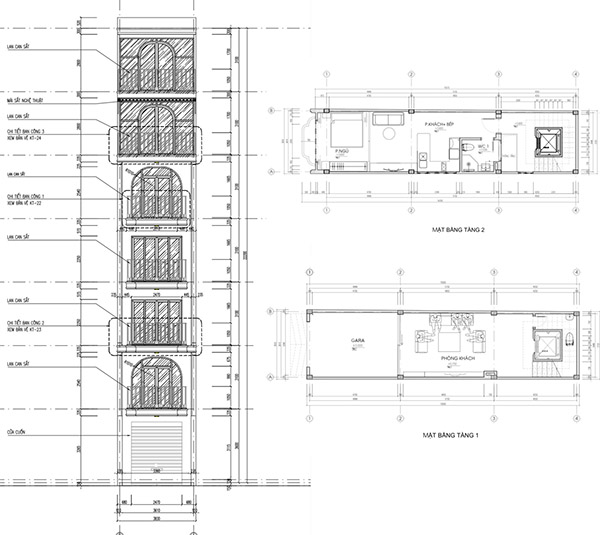 Bản vẽ nhà ống 7 tầng 57m2