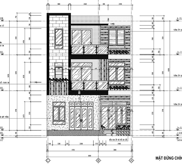 Bản vẽ nhà 3 tầng 90m2