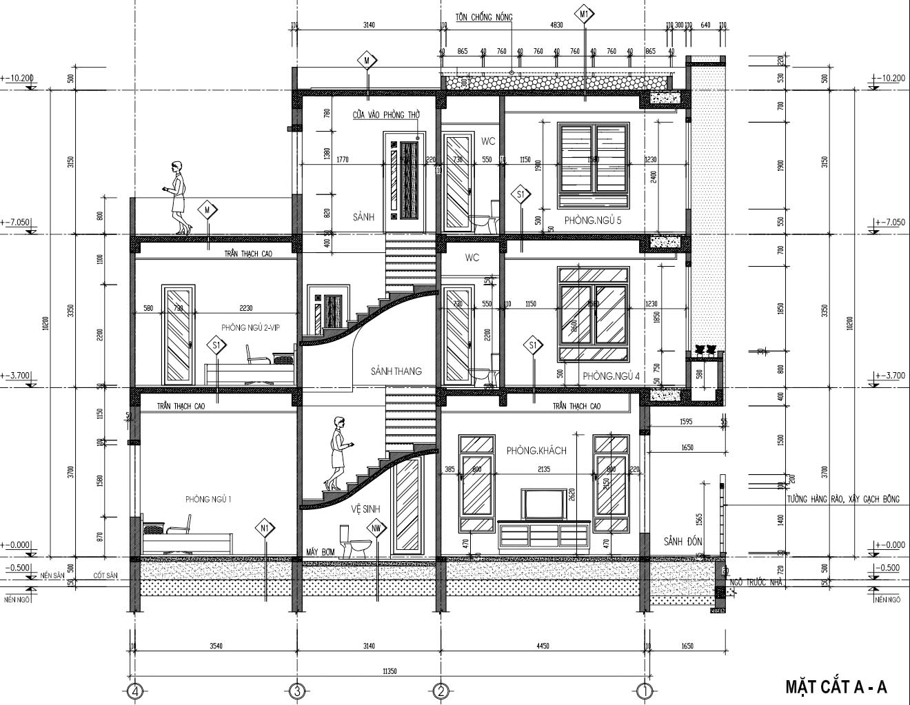 bản vẽ nhà 3 tầng 90m2 11