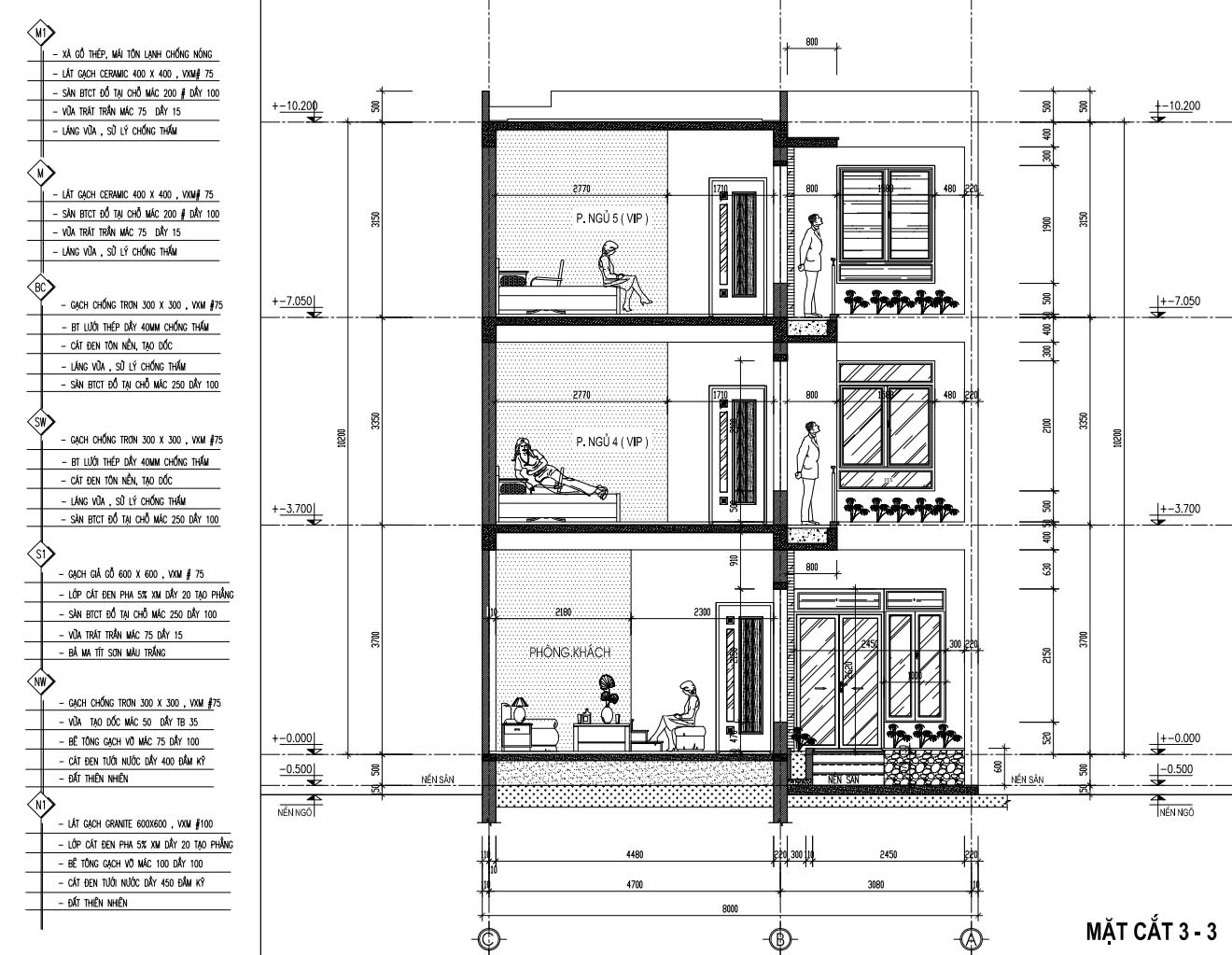 bản vẽ nhà 3 tầng 90m2 16