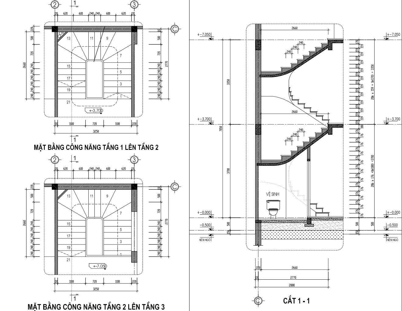 bản vẽ nhà 3 tầng 90m2 17