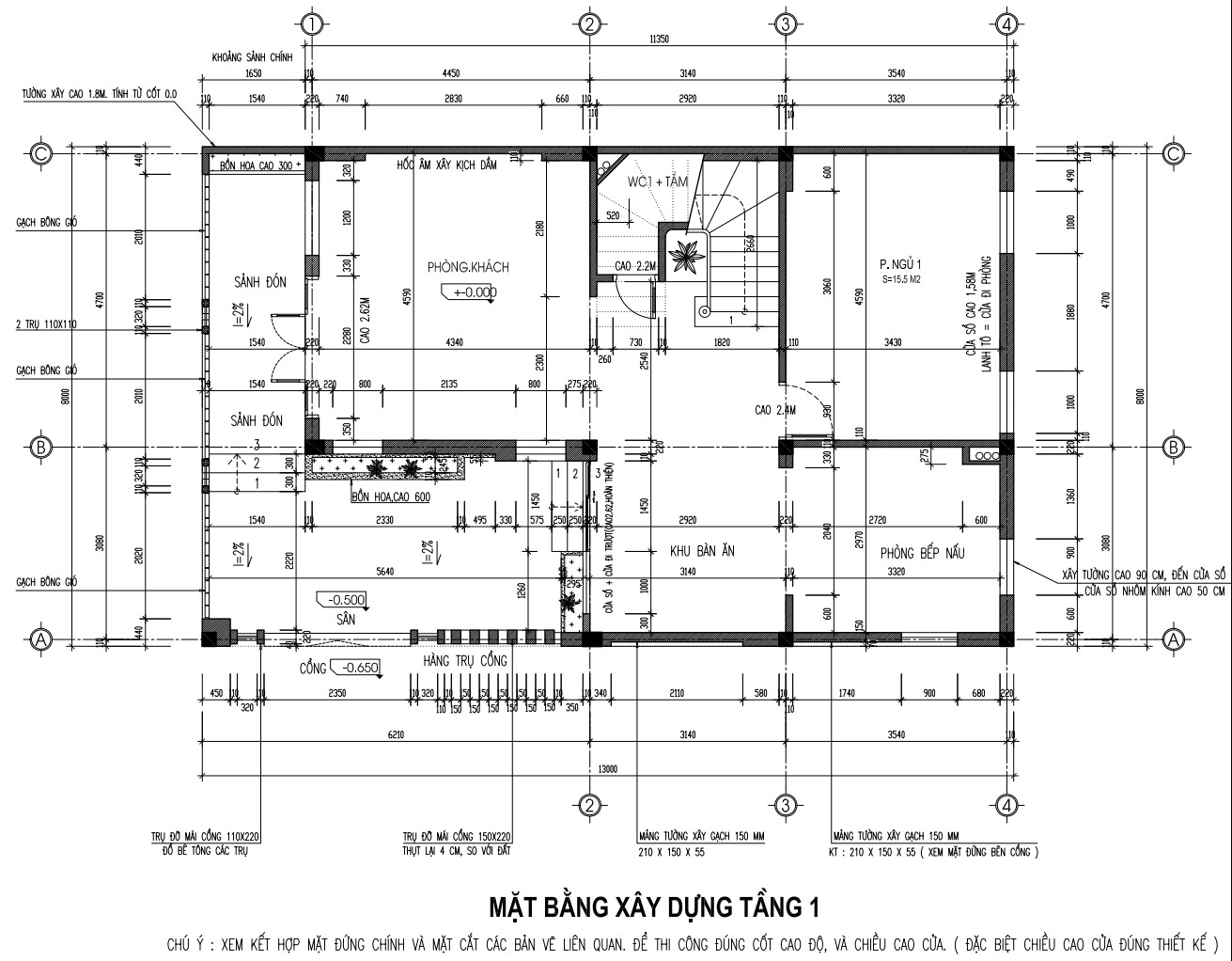 bản vẽ nhà 3 tầng 90m2 3