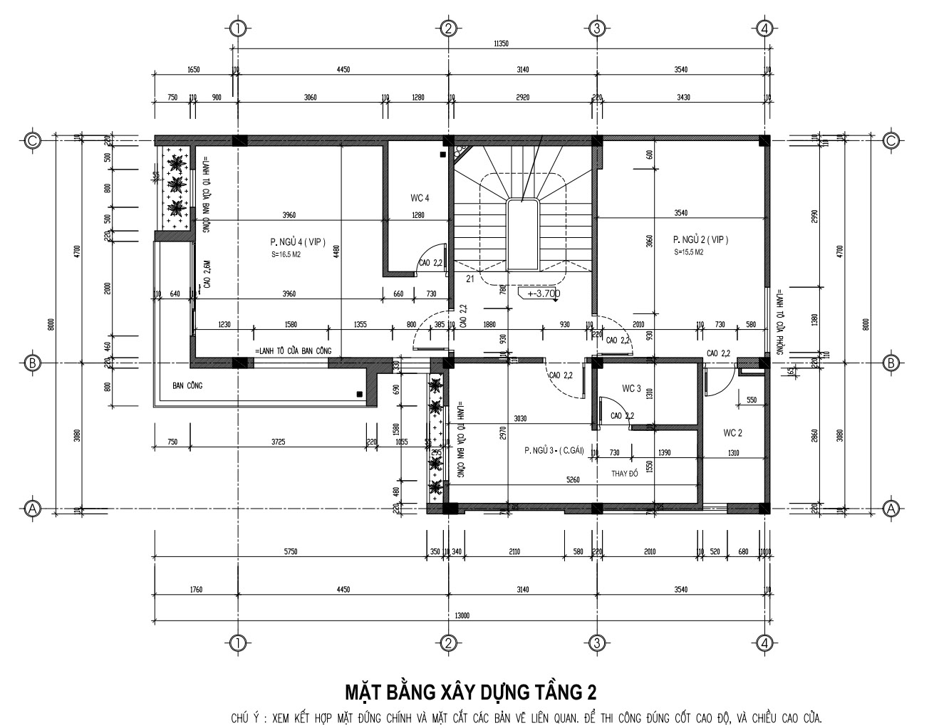 bản vẽ nhà 3 tầng 90m2 5