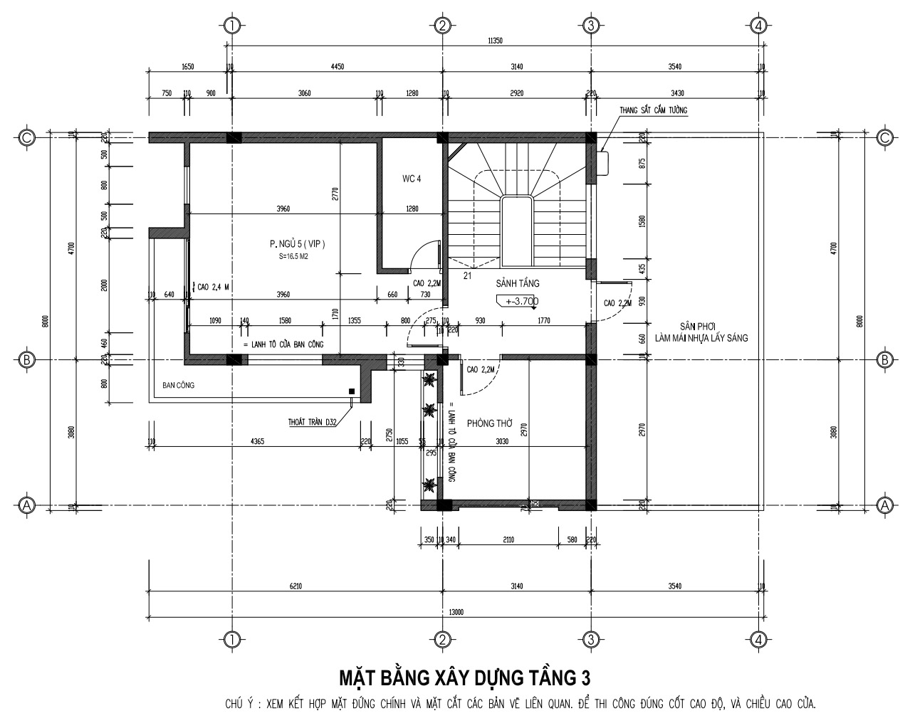 bản vẽ nhà 3 tầng 90m2 7