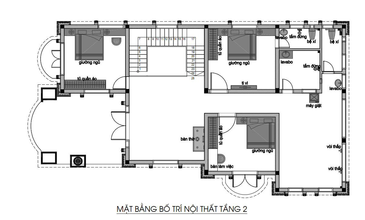 bản vẽ biệt thự tân cổ điển 2 tầng 10x20m 14