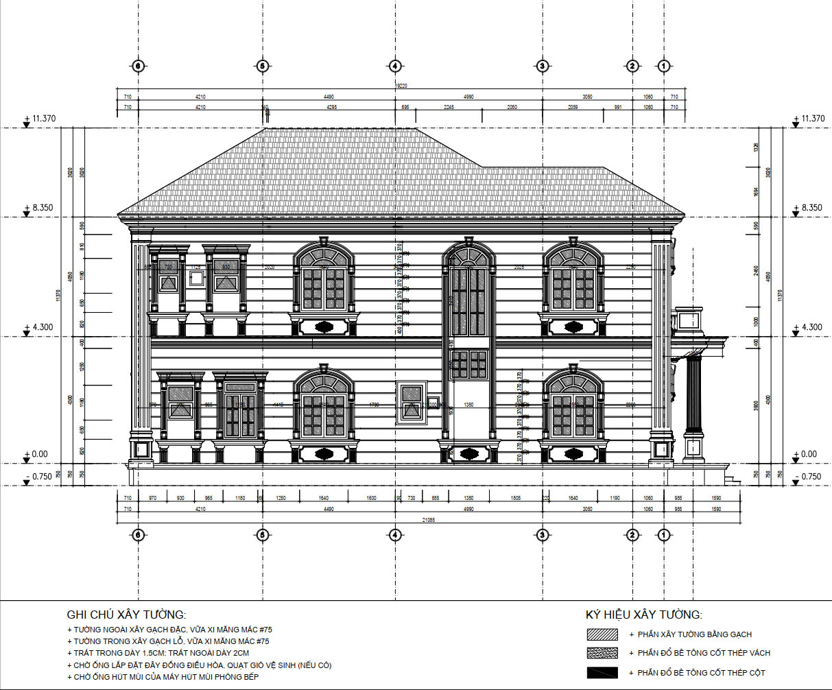 bản vẽ biệt thự tân cổ điển 2 tầng 10x20m 17