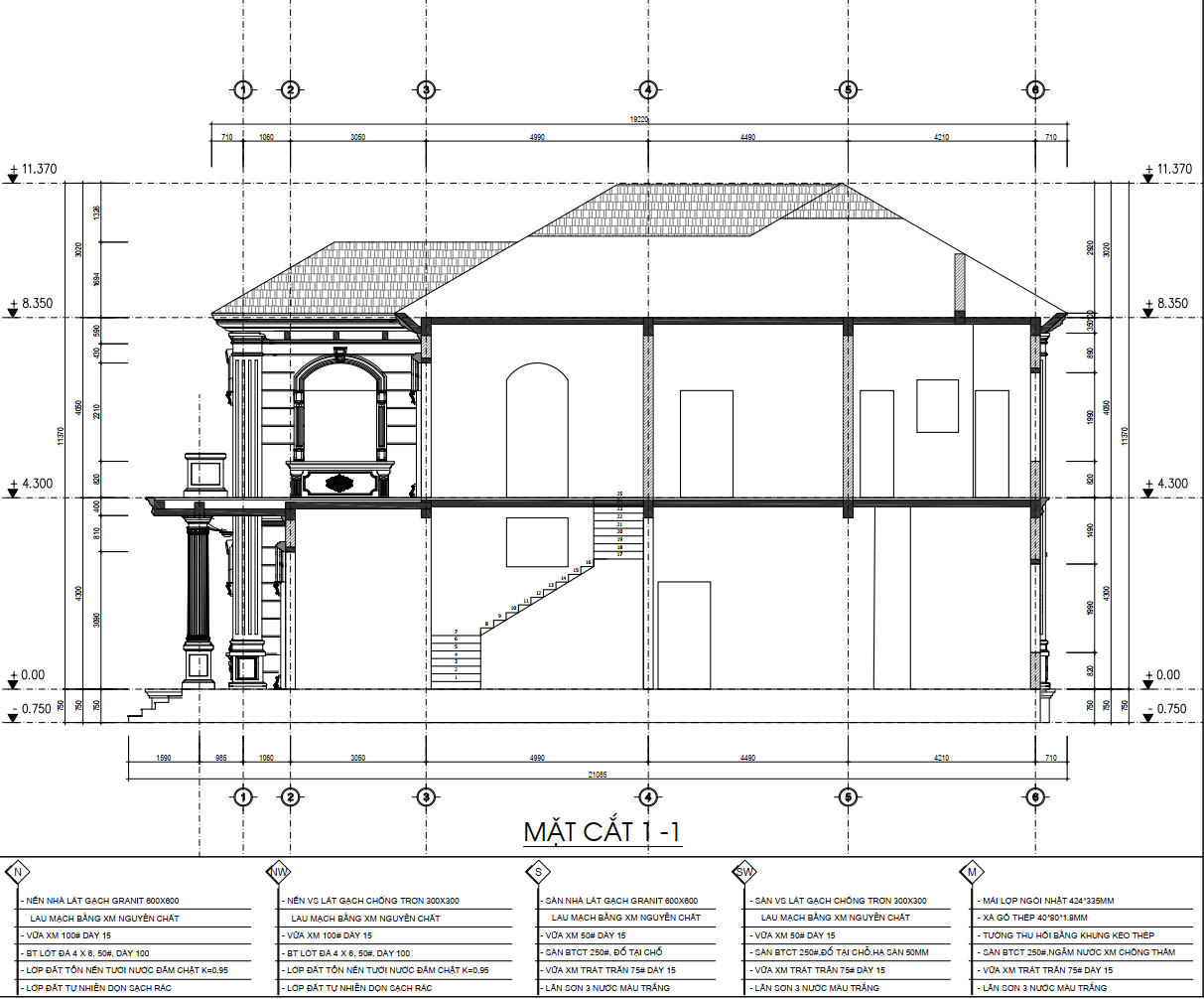 bản vẽ biệt thự tân cổ điển 2 tầng 10x20m 18