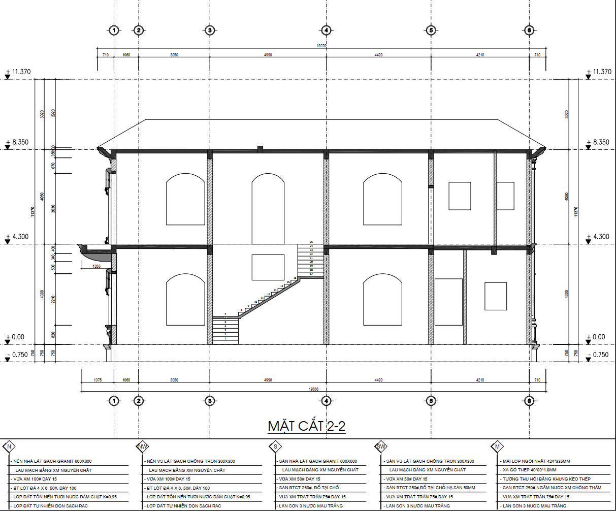 bản vẽ biệt thự tân cổ điển 2 tầng 10x20m 19