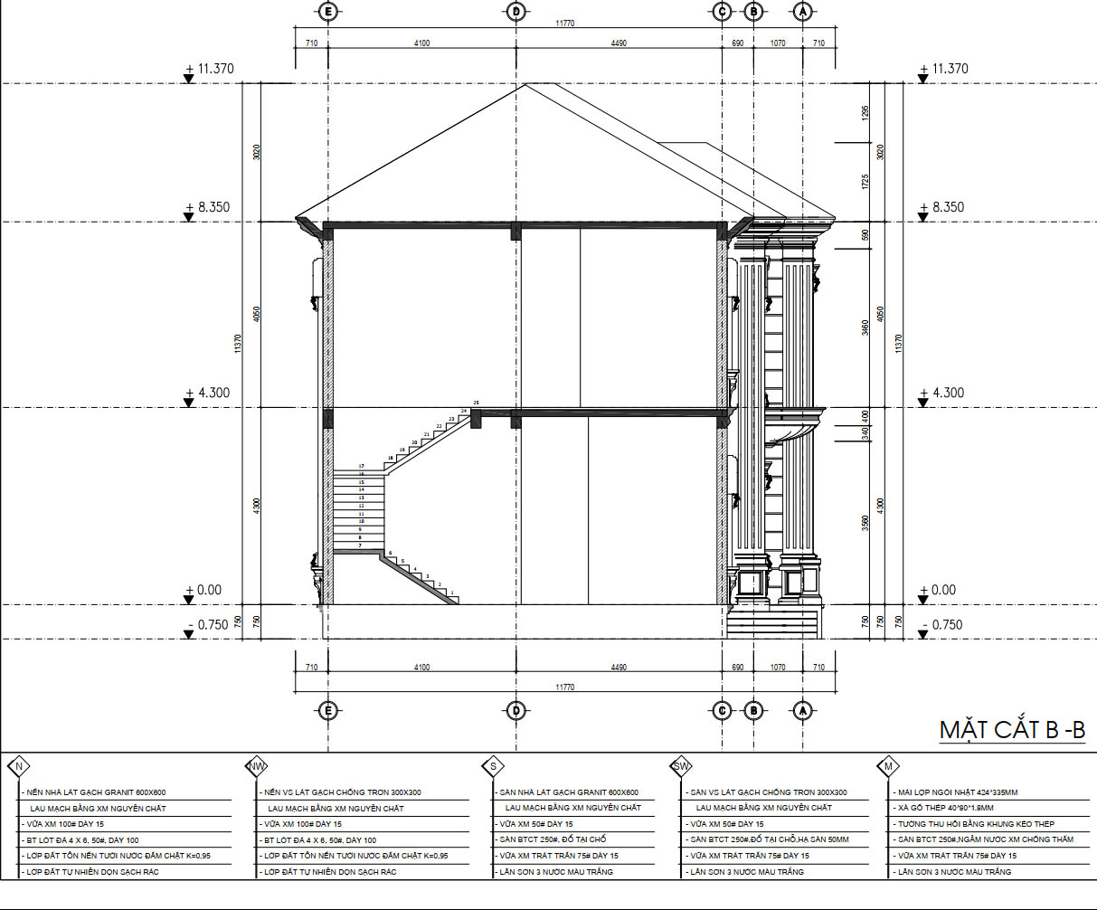 bản vẽ biệt thự tân cổ điển 2 tầng 10x20m 21