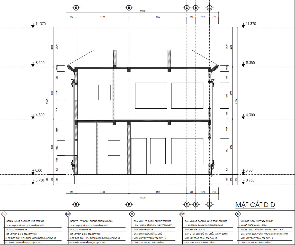 bản vẽ biệt thự tân cổ điển 2 tầng 10x20m 23