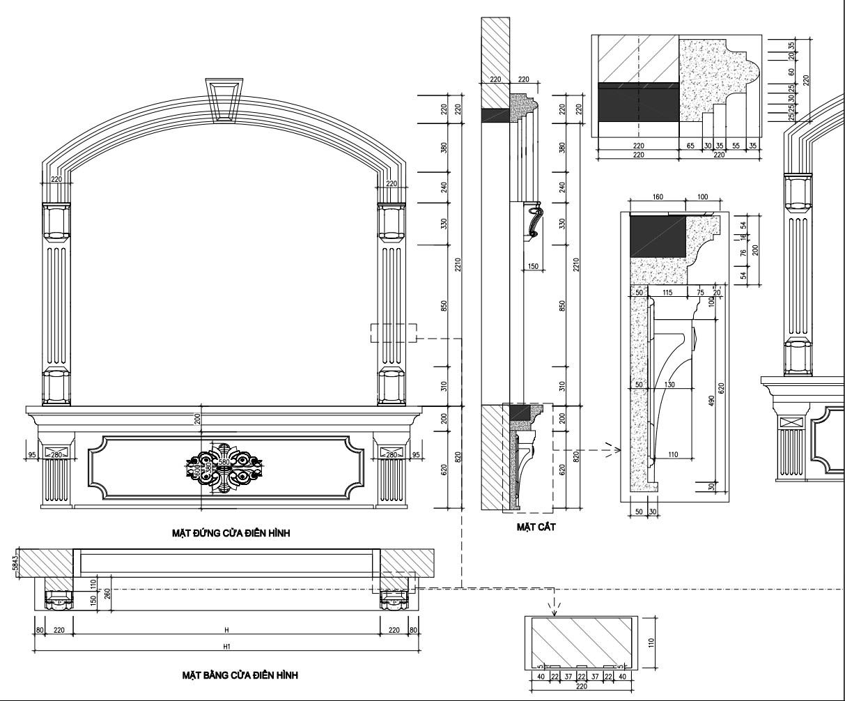 bản vẽ biệt thự tân cổ điển 2 tầng 10x20m 28