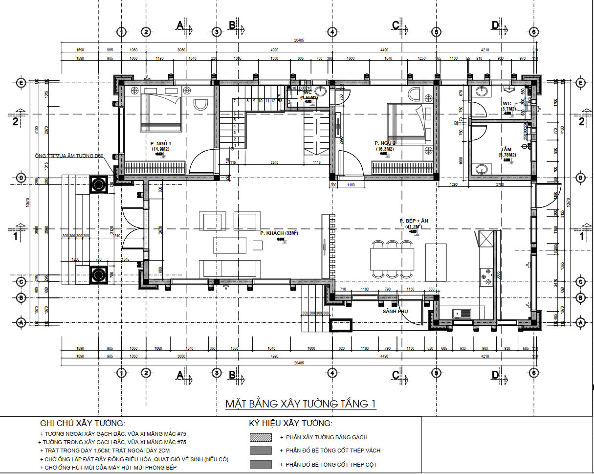 bản vẽ biệt thự tân cổ điển 2 tầng 10x20m 6