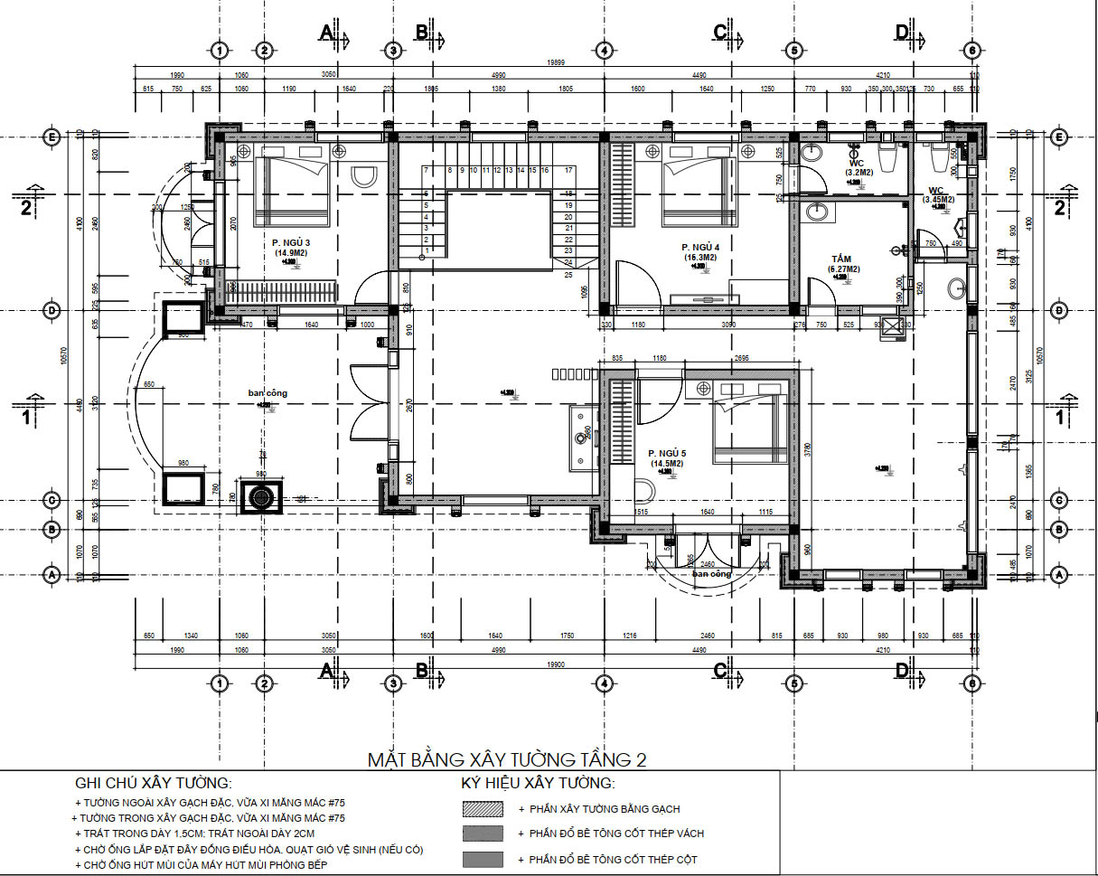 bản vẽ biệt thự tân cổ điển 2 tầng 10x20m 7