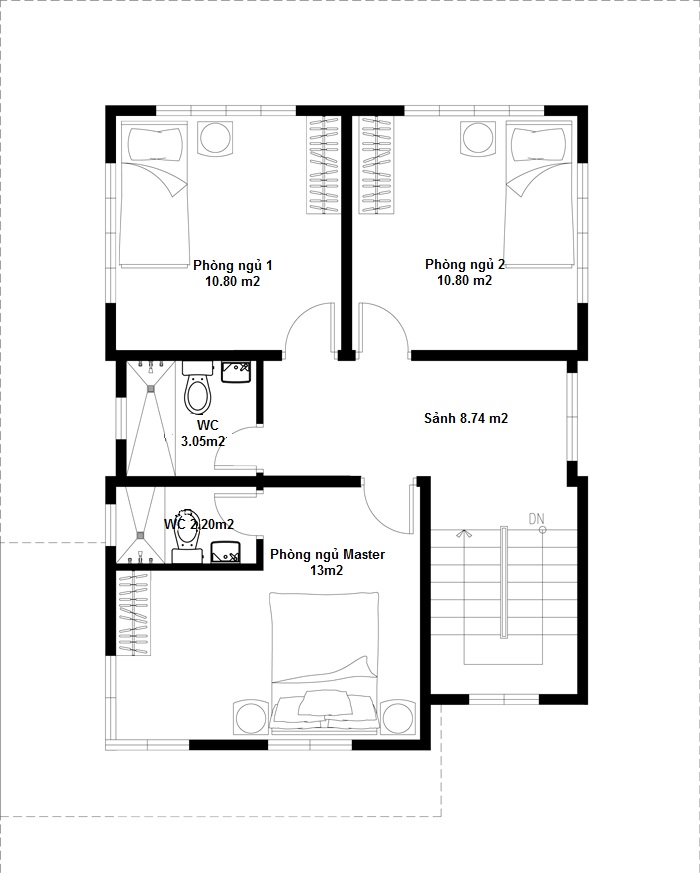 biet thu 2 tang 136m2 3