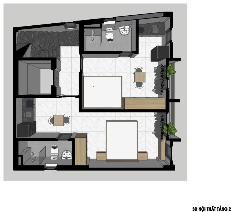 Bản vẽ nhà trọ 53m2 5 tầng có lửng 7