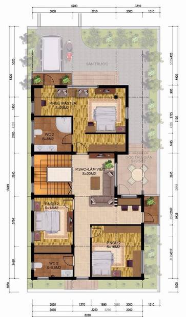 Mau biet thu 3 tang hien dai 200m2 5