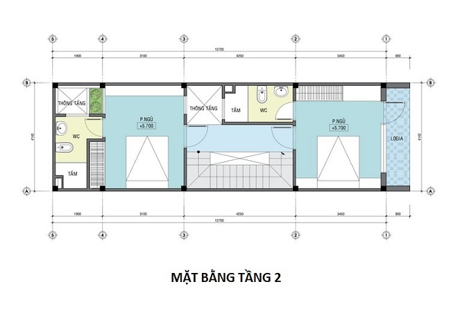 thiet ke nha pho 50m2 1 lung 3 tang 3