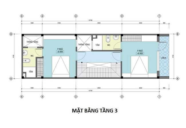 thiet ke nha pho 50m2 1 lung 3 tang 4