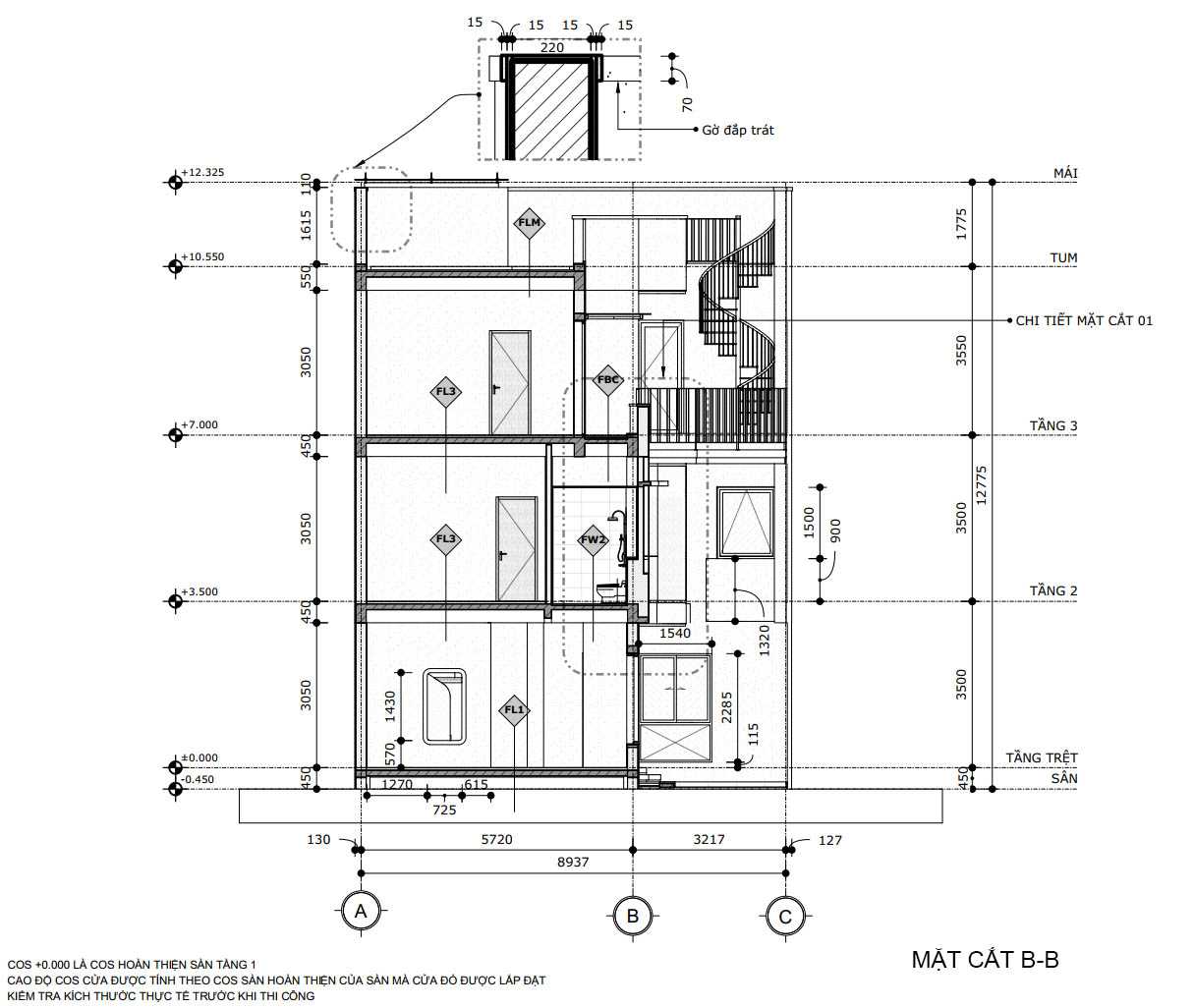 Bản vẽ nhà phố 3 tầng 100m2 12