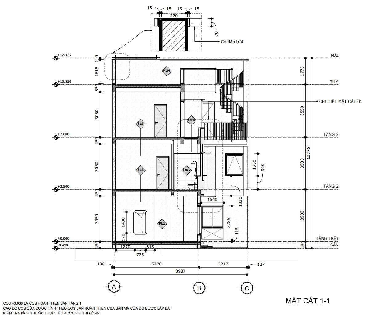 Bản vẽ nhà phố 3 tầng 100m2 13