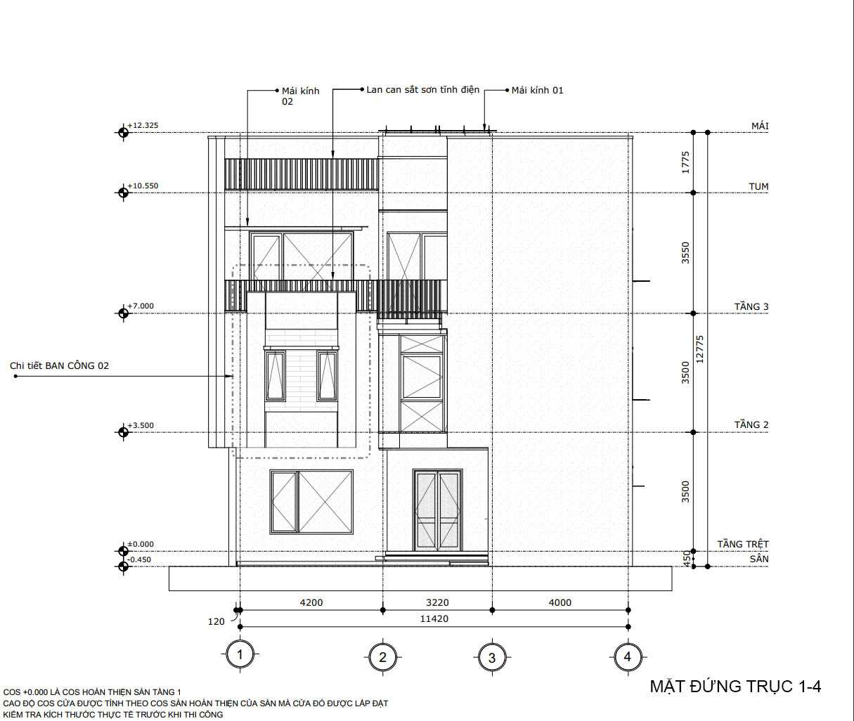 Bản vẽ nhà phố 3 tầng 100m2 9