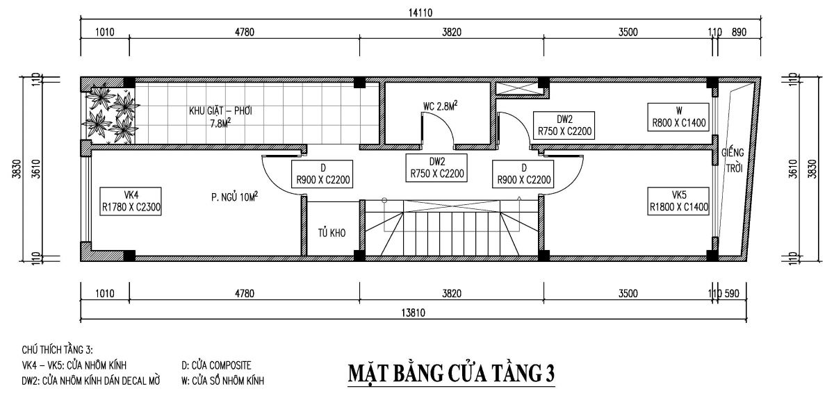 bản vẽ nhà phố 50m2 3 tầng 1 tum 16