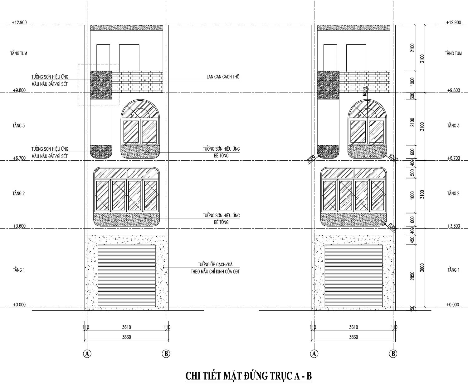 bản vẽ nhà phố 50m2 3 tầng 1 tum 18