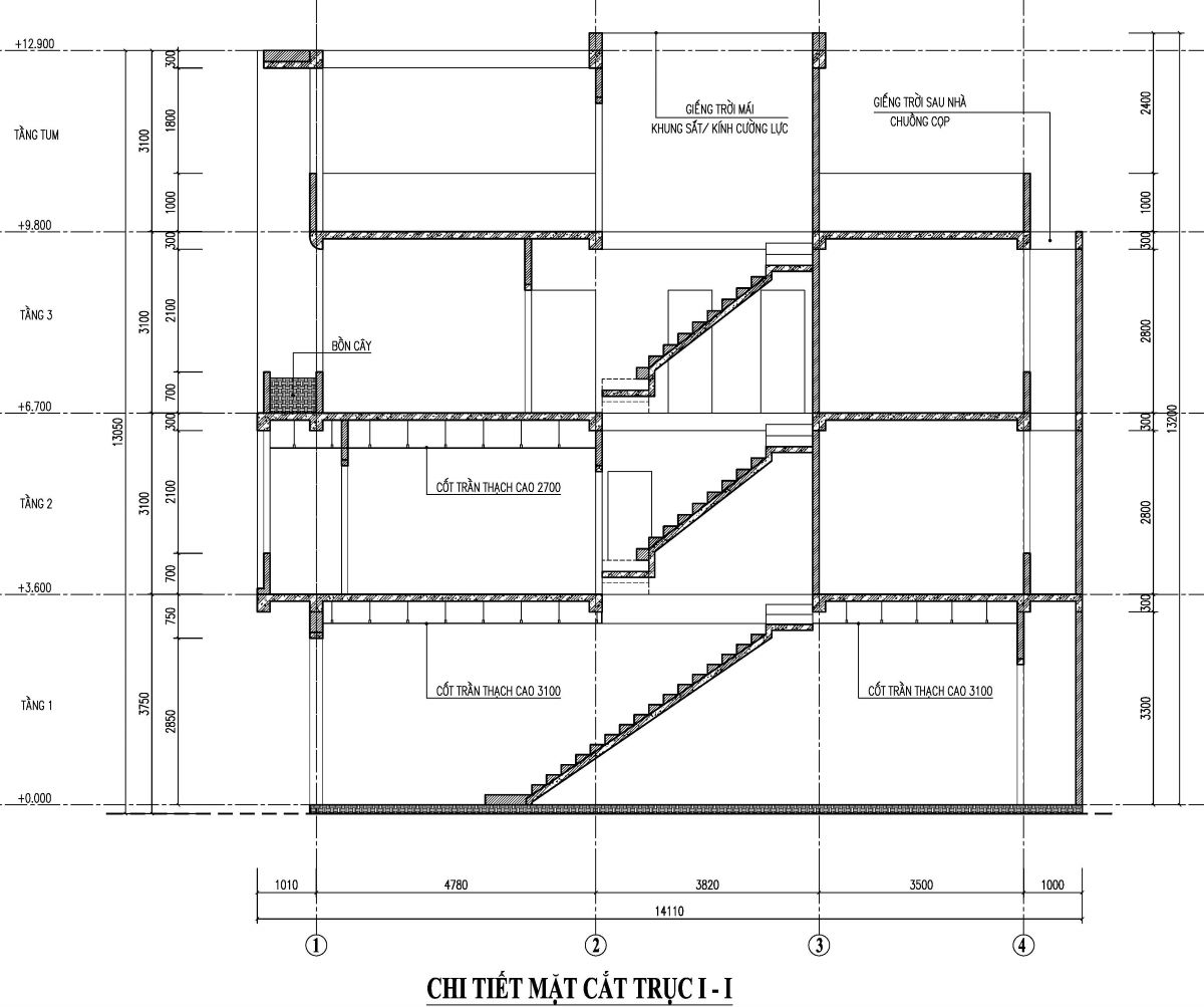 bản vẽ nhà phố 50m2 3 tầng 1 tum 19