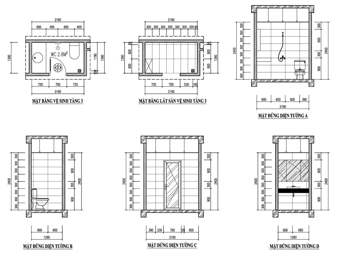 bản vẽ nhà phố 50m2 3 tầng 1 tum 23