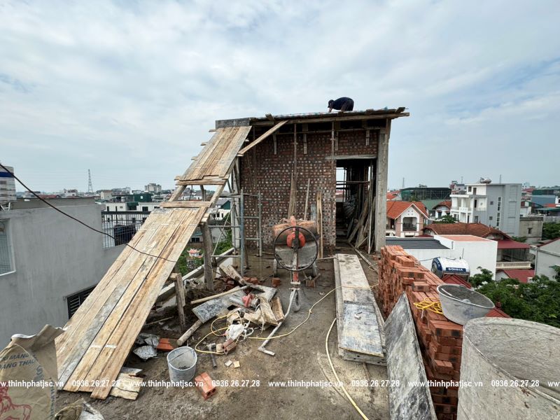tiến độ công trình Đông La Hoài Đức mái tum 3