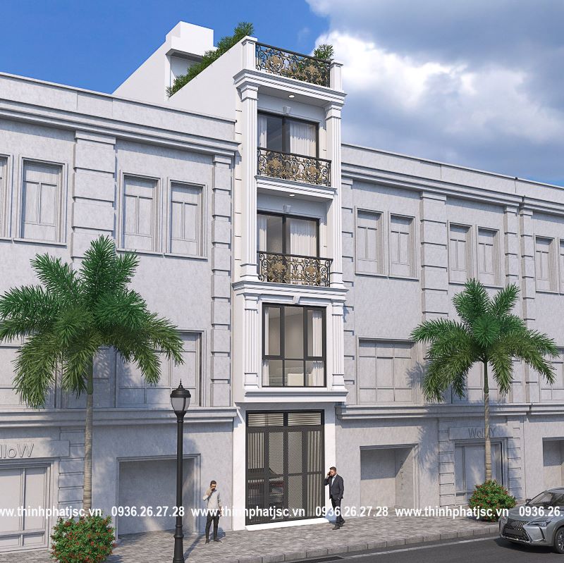 thiết kế phối cảnh nhà phố 50m2 4 tầng 1 tum