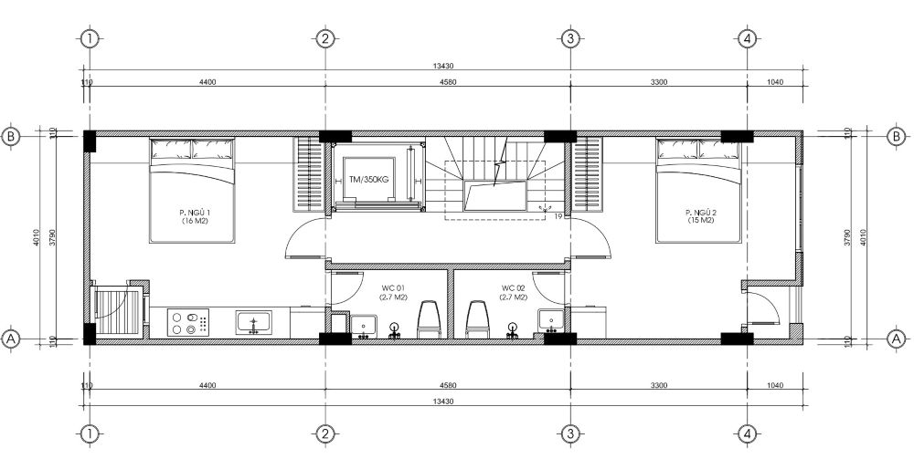 thiết kế nhà phố 50m2 x 6 tầng 1 tum 3