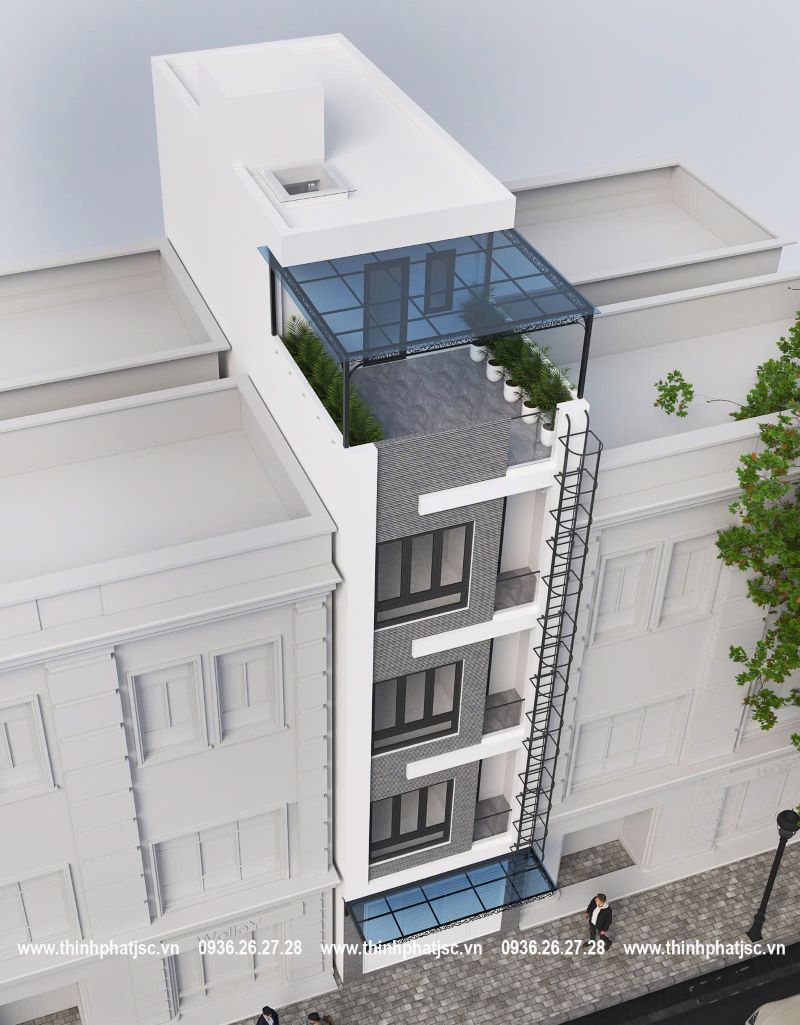 phối cảnh nhà phố 50m2 x 4 tầng 1 tum 2