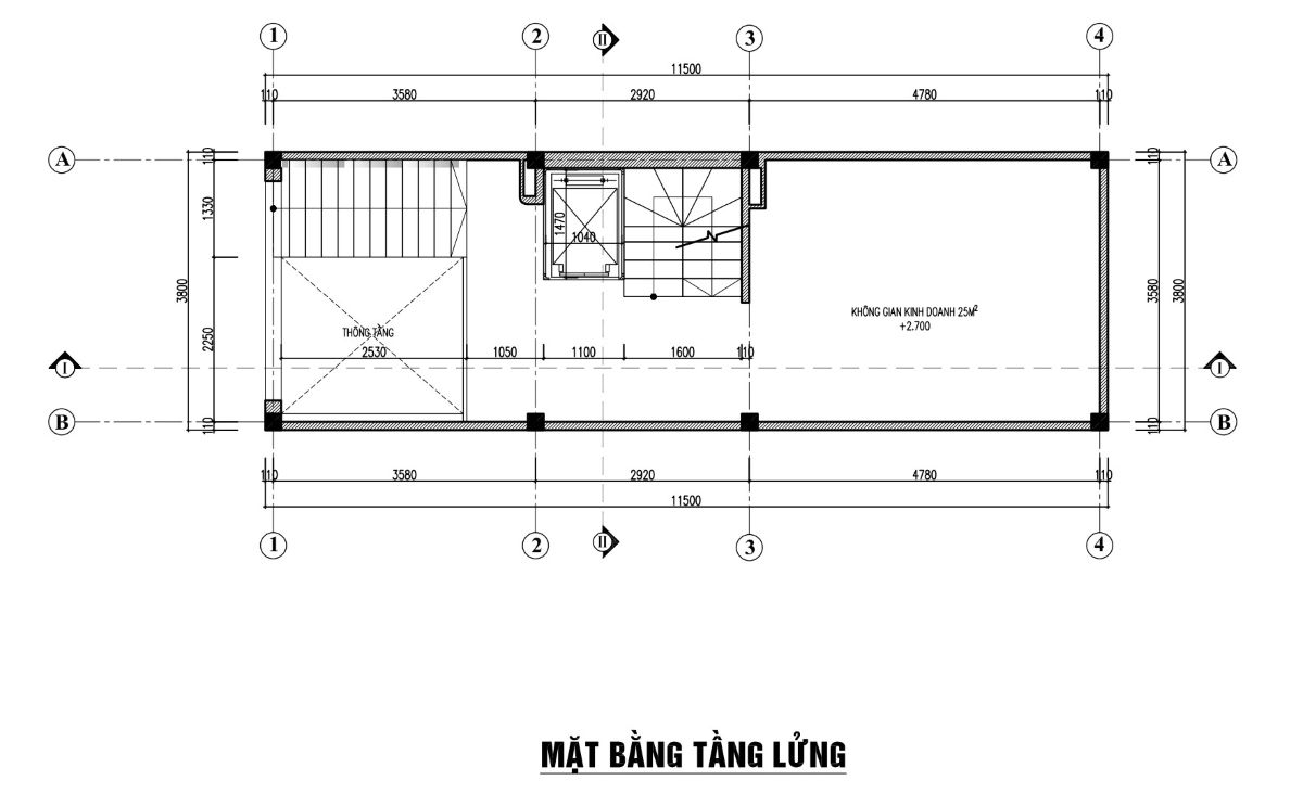 thiết kế nhà phố 44m2 x 4 tầng 1 lửng 1 tum 6